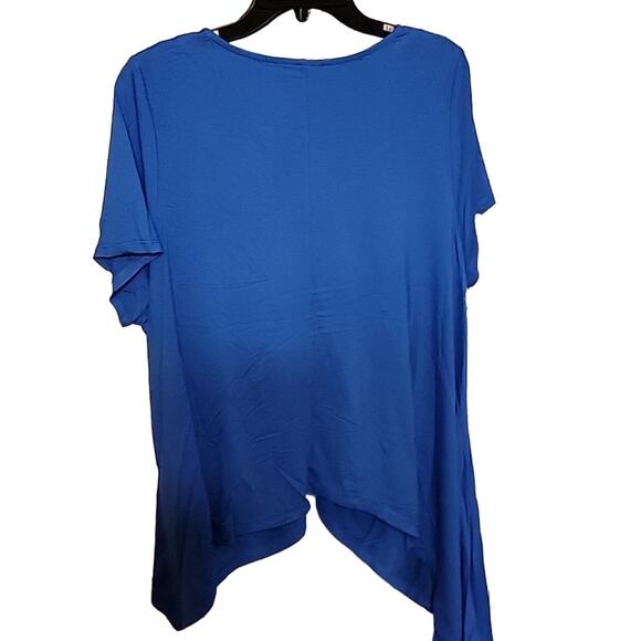 Patrizia Luca Blue Ruched High Low Short Sleeve Relaxed Womens Blouse Size Small - Picture 6 of 6